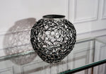 Handcrafted Metal Vase - Black & Silver Elegance