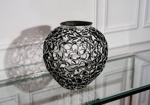 Handcrafted Metal Vase - Black & Silver Elegance - Old West Iron