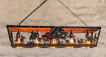 Rustic Western Ceiling Light Fixture with Cowboys and Cattle Lighting
