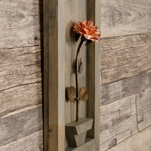 Framed Copper Metal Rose for 7th Anniversary - Old West Iron