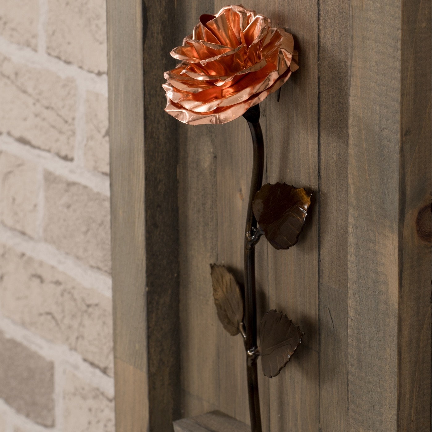 Framed Copper Metal Rose for 7th Anniversary Decor flower