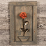 Framed Copper Metal Rose for 7th Anniversary Decor flower