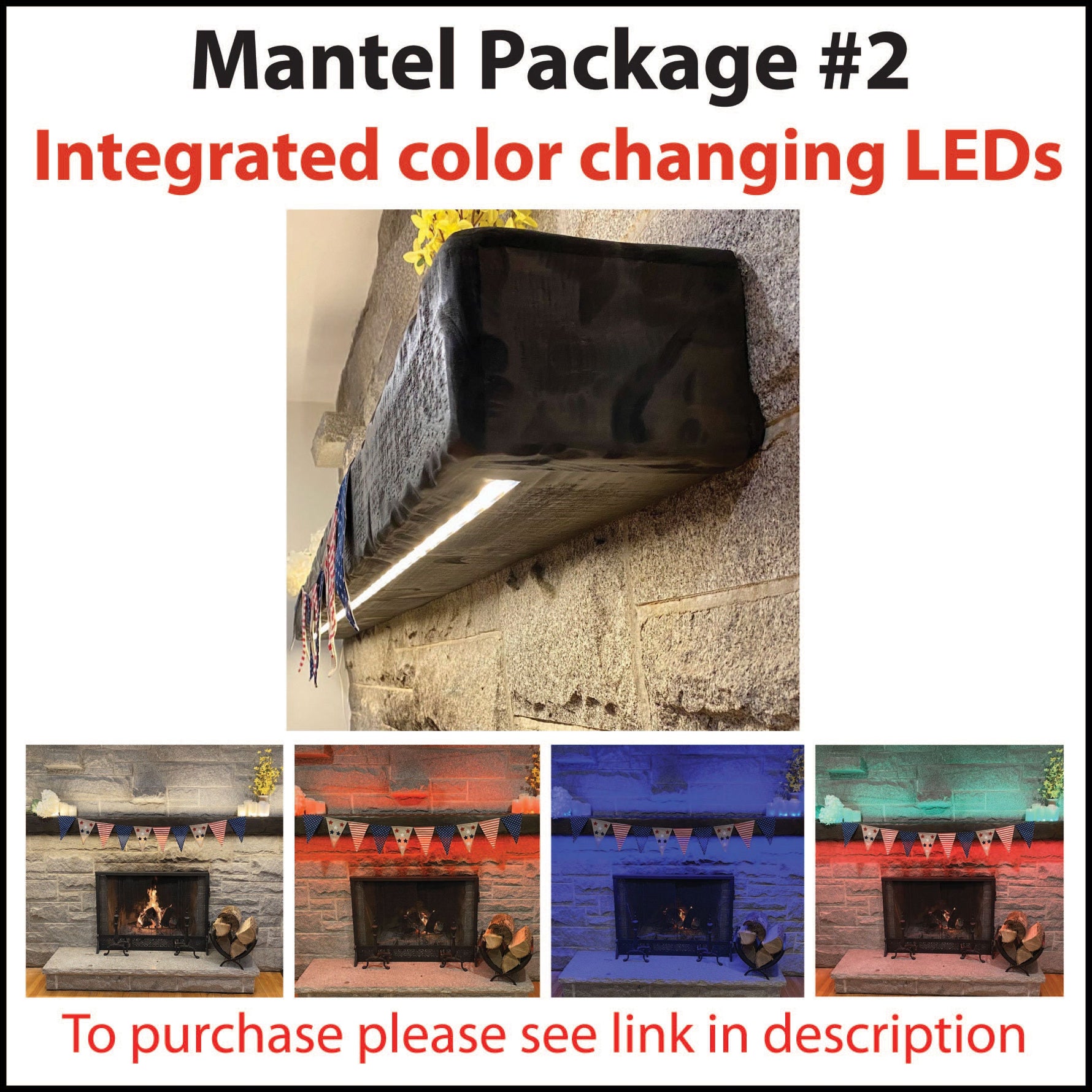 Rustic Fireplace Mantel with Metal Brackets