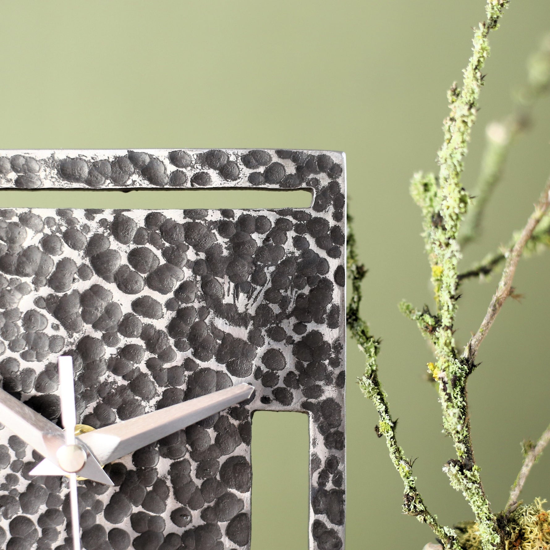 11th Anniversary Steel Clock, Traditional Wedding Gift, Handmade Desk Clock with Dials, Analogue Mechanism Timepiece Couples Gift Hooks