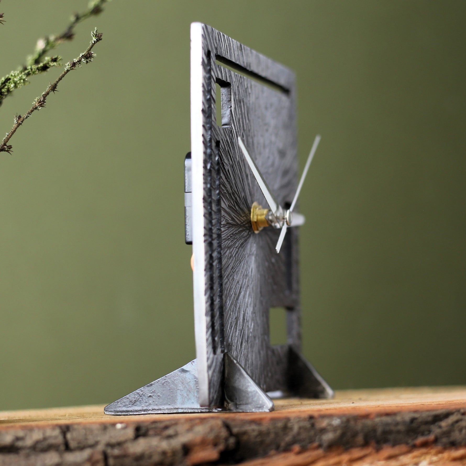 11th Anniversary Steel Clock, Traditional Wedding Gift, Handmade Desk Clock with Dials, Analogue Mechanism Timepiece Couples Gift Hooks