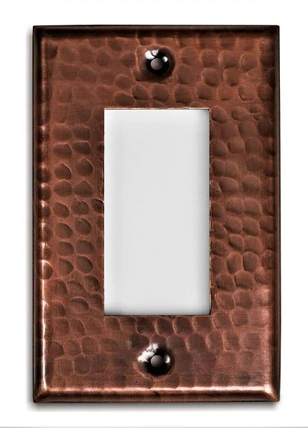 Solid Copper Hammered Single Rocker Switch Plate Switch Plates & Outlet Covers